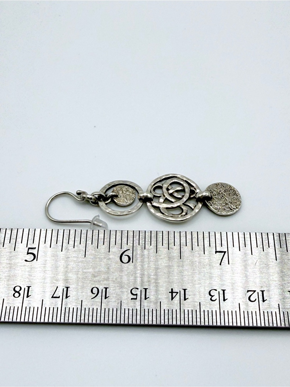 Silpada Hammered Sterling 3-Tiered Discs & Circles Celtic Design Wire Earrings - Picture 10 of 13
